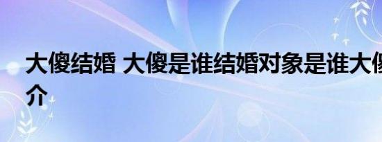 大傻结婚 大傻是谁结婚对象是谁大傻资料简介