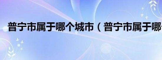 普宁市属于哪个城市（普宁市属于哪个市）