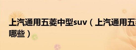 上汽通用五菱中型suv（上汽通用五菱suv有哪些）