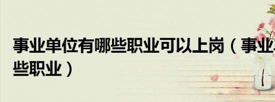事业单位有哪些职业可以上岗（事业单位有哪些职业）