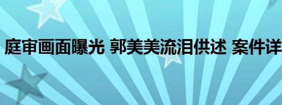 庭审画面曝光 郭美美流泪供述 案件详情披露