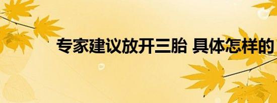 专家建议放开三胎 具体怎样的