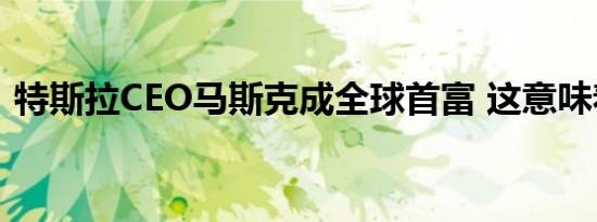 特斯拉CEO马斯克成全球首富 这意味着什么