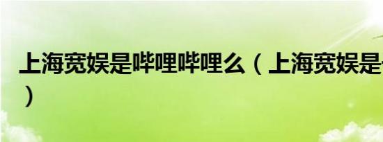 上海宽娱是哔哩哔哩么（上海宽娱是干什么的）