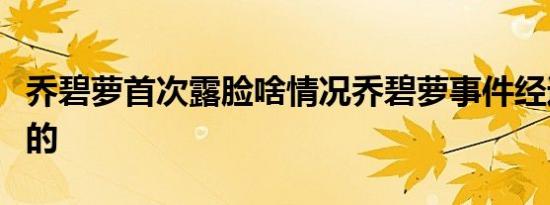 乔碧萝首次露脸啥情况乔碧萝事件经过是怎样的