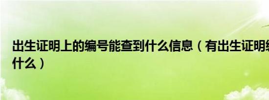 出生证明上的编号能查到什么信息（有出生证明编号能查到什么）