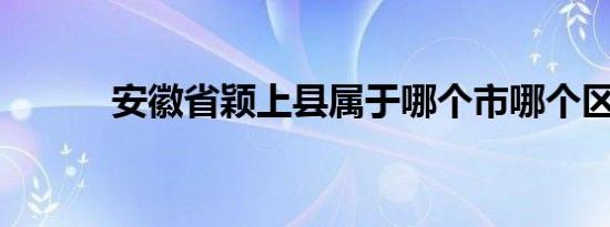 安徽省颖上县属于哪个市哪个区
