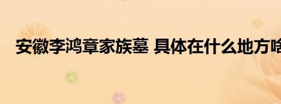 安徽李鸿章家族墓 具体在什么地方啥情况
