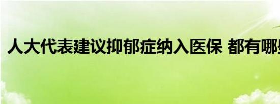 人大代表建议抑郁症纳入医保 都有哪些措施