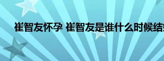 崔智友怀孕 崔智友是谁什么时候结婚的