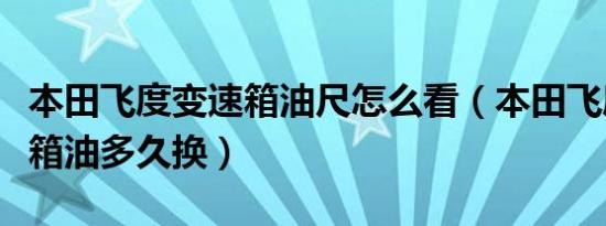 本田飞度变速箱油尺怎么看（本田飞度车变速箱油多久换）