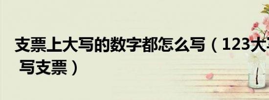 支票上大写的数字都怎么写（123大写怎么写 写支票）
