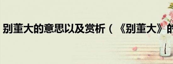 别董大的意思以及赏析（《别董大》的意思）