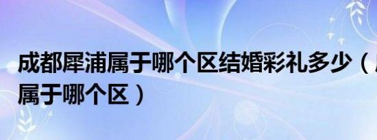 成都犀浦属于哪个区结婚彩礼多少（成都犀浦属于哪个区）