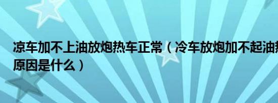 凉车加不上油放炮热车正常（冷车放炮加不起油热车正常的原因是什么）