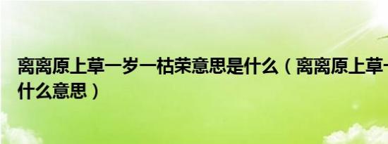 离离原上草一岁一枯荣意思是什么（离离原上草一岁一枯荣什么意思）