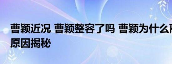 曹颖近况 曹颖整容了吗 曹颖为什么离开央视原因揭秘