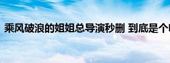 乘风破浪的姐姐总导演秒删 到底是个啥情况