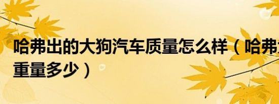 哈弗出的大狗汽车质量怎么样（哈弗大狗整车重量多少）