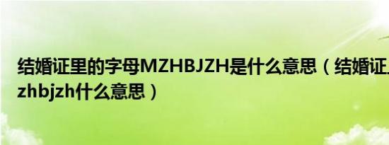 结婚证里的字母MZHBJZH是什么意思（结婚证上的字母mzhbjzh什么意思）