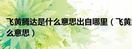 飞黄腾达是什么意思出自哪里（飞黄腾达是什么意思）