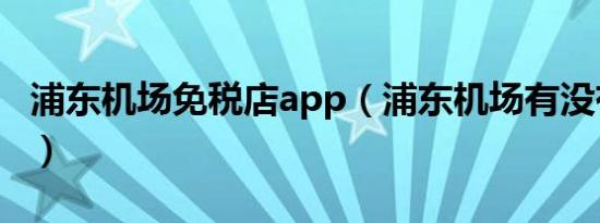 浦东机场免税店app（浦东机场有没有免税店）