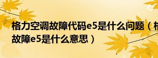 格力空调故障代码e5是什么问题（格力空调故障e5是什么意思）