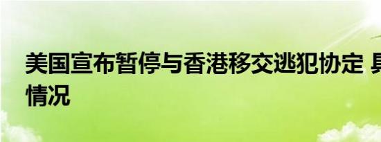 美国宣布暂停与香港移交逃犯协定 具体是啥情况