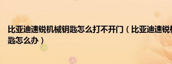 比亚迪速锐机械钥匙怎么打不开门（比亚迪速锐检测不到钥匙怎么办）