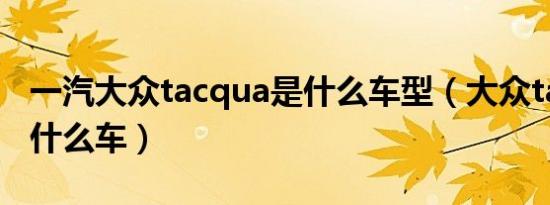 一汽大众tacqua是什么车型（大众tacoua是什么车）