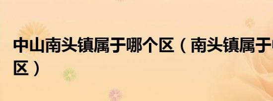 中山南头镇属于哪个区（南头镇属于中山哪个区）