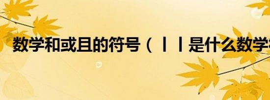 数学和或且的符号（丨丨是什么数学符号）