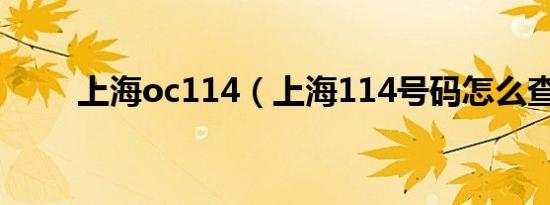 上海oc114（上海114号码怎么查）