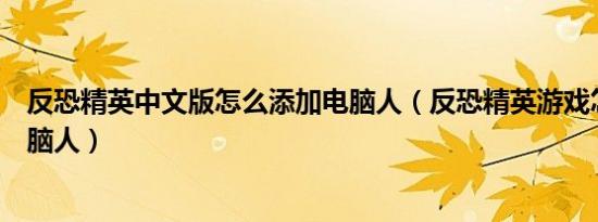 反恐精英中文版怎么添加电脑人（反恐精英游戏怎么添加电脑人）