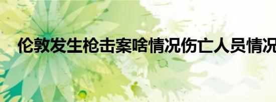 伦敦发生枪击案啥情况伤亡人员情况如何