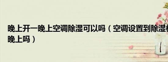 晚上开一晚上空调除湿可以吗（空调设置到除湿模式能开一晚上吗）