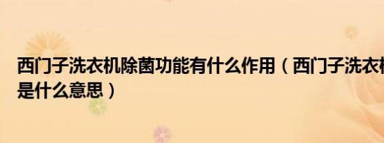 西门子洗衣机除菌功能有什么作用（西门子洗衣机除菌功能是什么意思）