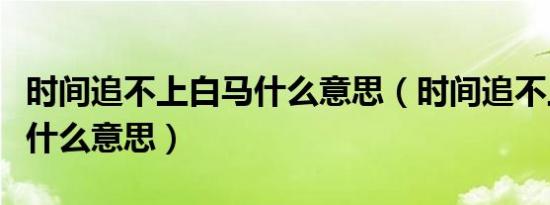 时间追不上白马什么意思（时间追不上白马是什么意思）