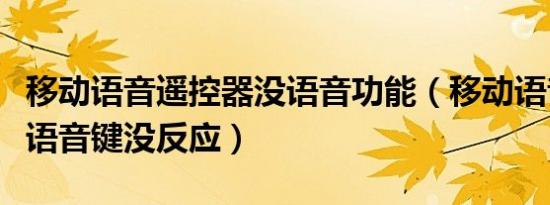移动语音遥控器没语音功能（移动语音遥控器语音键没反应）