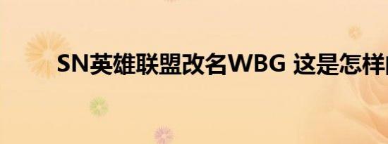 SN英雄联盟改名WBG 这是怎样的