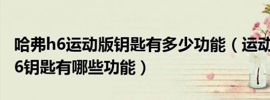 哈弗h6运动版钥匙有多少功能（运动版哈弗h6钥匙有哪些功能）