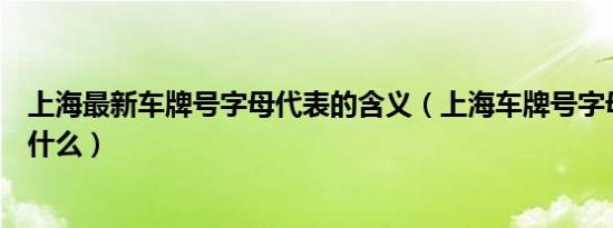 上海最新车牌号字母代表的含义（上海车牌号字母分别代表什么）