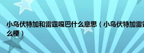 小鸟伏特加和雷霆嘎巴什么意思（小鸟伏特加雷霆嘎巴是什么梗）