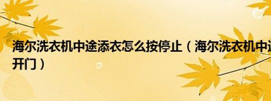 海尔洗衣机中途添衣怎么按停止（海尔洗衣机中途添衣怎么开门）