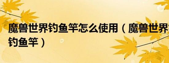 魔兽世界钓鱼竿怎么使用（魔兽世界如何自动钓鱼竿）