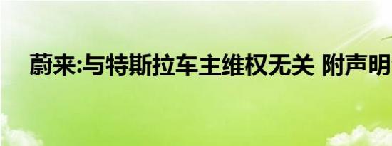 蔚来:与特斯拉车主维权无关 附声明全文