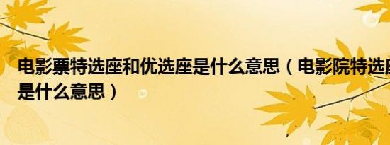 电影票特选座和优选座是什么意思（电影院特选座和优选座是什么意思）