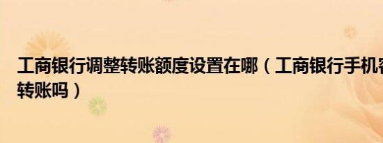 工商银行调整转账额度设置在哪（工商银行手机客户端可以转账吗）