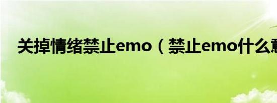 关掉情绪禁止emo（禁止emo什么意思）