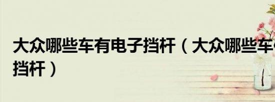 大众哪些车有电子挡杆（大众哪些车使用电子挡杆）